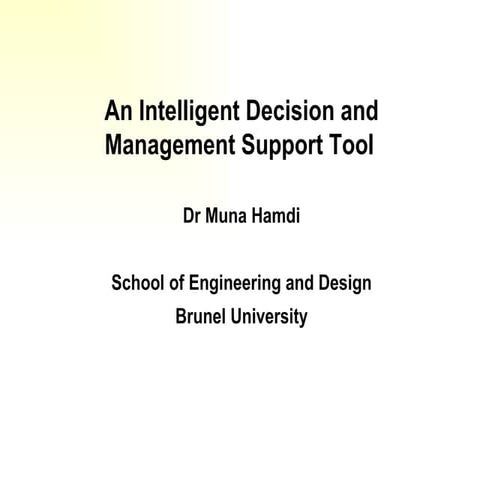 An Intelligent Decision and Management Support Tool