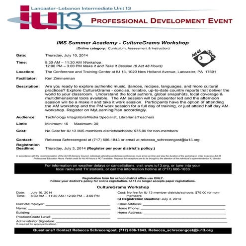 IMS Summer Academy CultureGrams July 10 - 2014