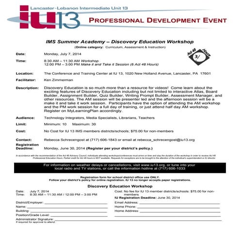 IMS Summer Academy Discovery Education July 7- 2014