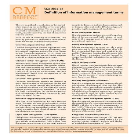 Information management terms