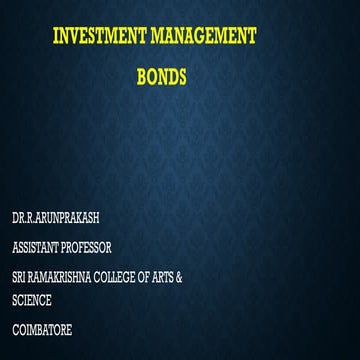 Investment management unit III Bond pricig
