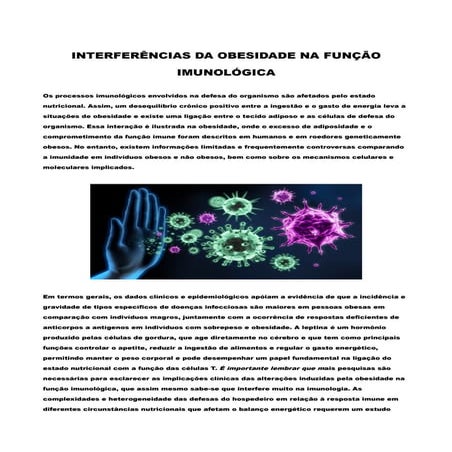 INTERFERÊNCIAS DA OBESIDADE NA FUNÇÃO IMUNOLÓGICA