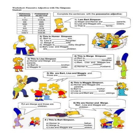 english possessive adjectives exercise