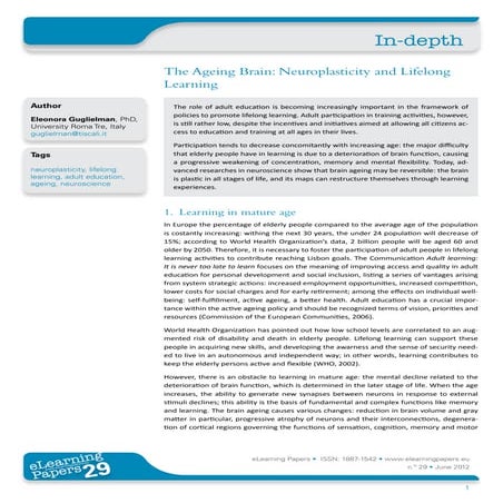 The Ageing Brain: Neuroplasticity and Lifelong Learning