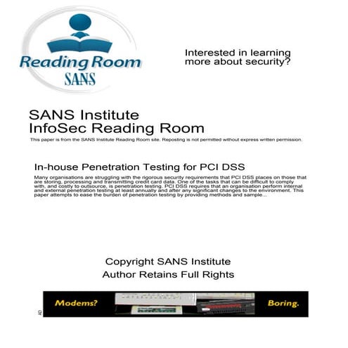 In house penetration testing pci dss