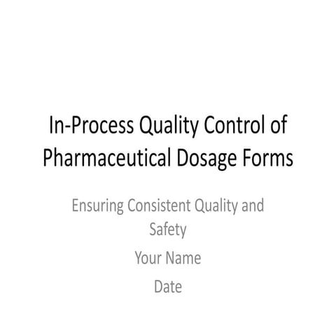 In Process Quality control Pharma for pharmacy students