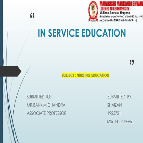 In-service education (Nursing Mangement) | PPTX