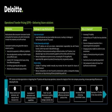 Operational Transfer Pricing (OTP) – Delivering future solutions