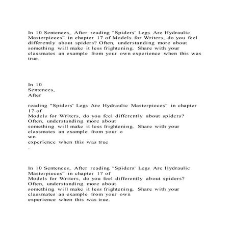 In 10 Sentences, After reading Spiders Legs Are Hydraulic Master