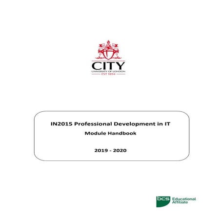 Professional development in IT handbook 2019 - 2020 - BCS Educational Affiliate