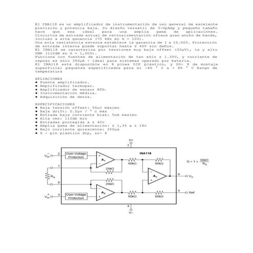 Amplificador de instrumentacion Ina 118 | DOCX