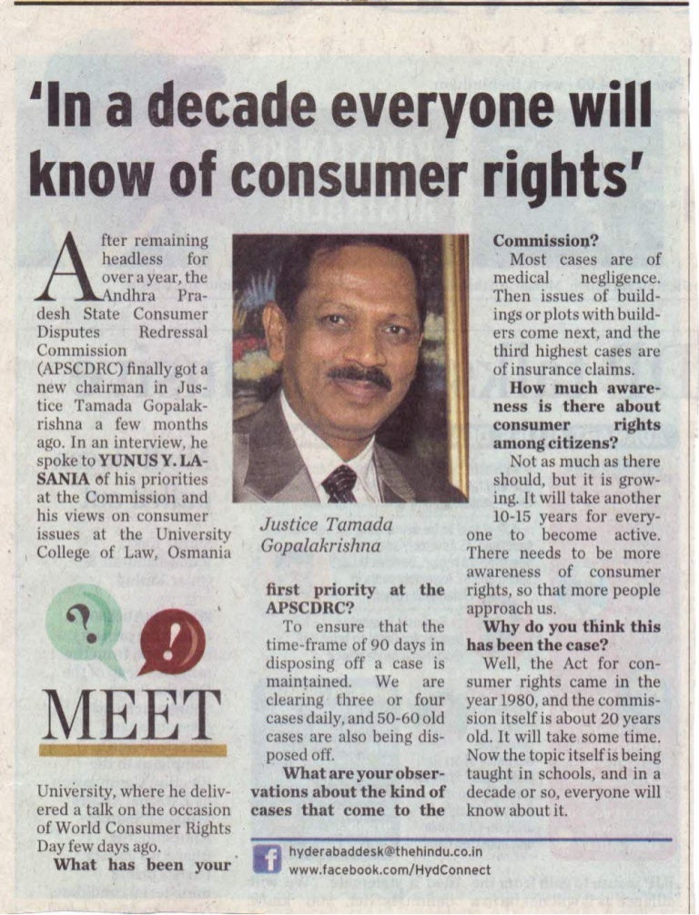 In a decade everyone will know of consumer rights