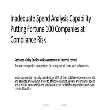 Inadequate Spend Analysis Capability Puts Most Fortune 100 Companies at Compiance Risk