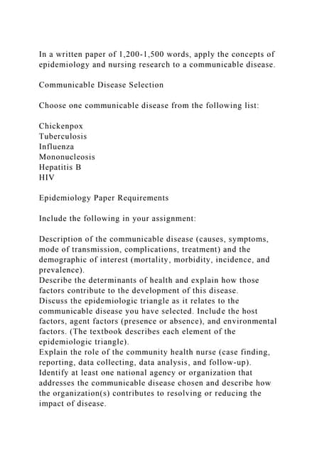 Top of FormBenchmark Assignment Epidemiology Paper 1Unsat.docx ...