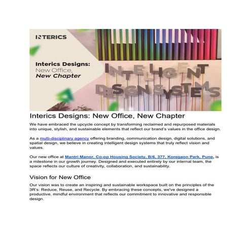 Interics Designs: New Office, New Chapter