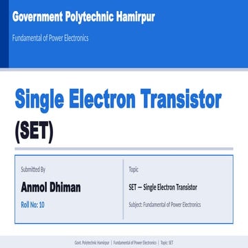 Single Electron Transistor | PPTX