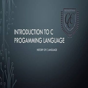 Comprehensive Introduction to C Programming Language and Its ...