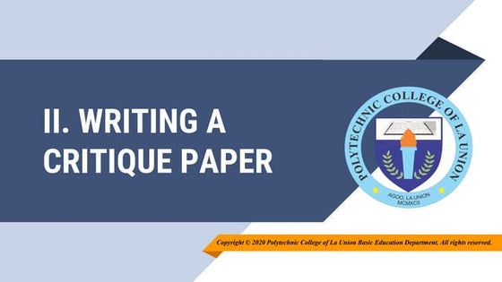 Writing a Critique | PPT