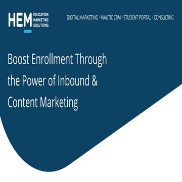 Boost Enrolment Through the Power of Inbound and Content Marketing