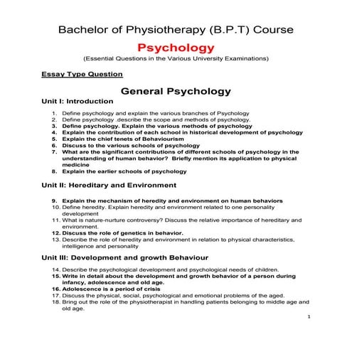 In B P T, essential question for Psychology by S.Lakshmanan Psychologist