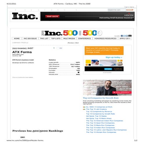 INC 500 Listings