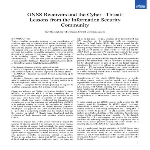 GNSS Receivers and the Cyber Threat