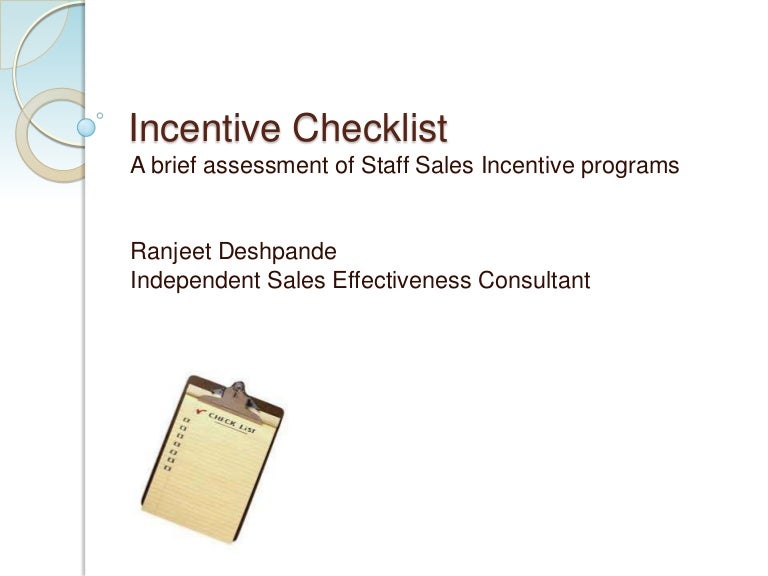 Incentive checklist