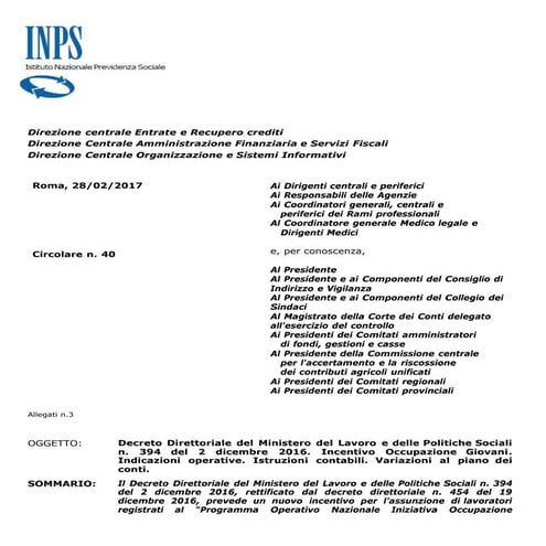 Incentivo occupazione giovani 2017