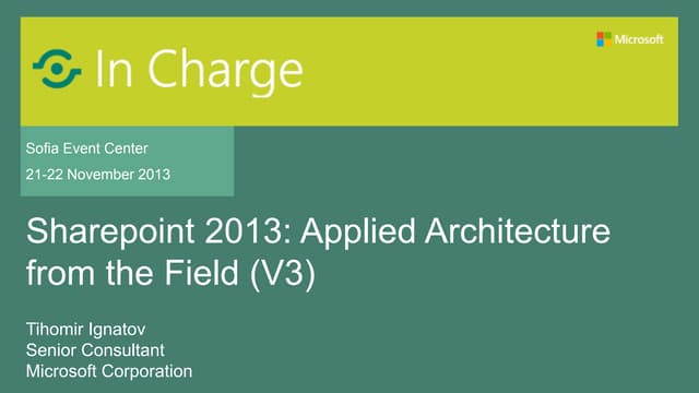 Sharepoint 2013-applied architecture from the field v3 (public)