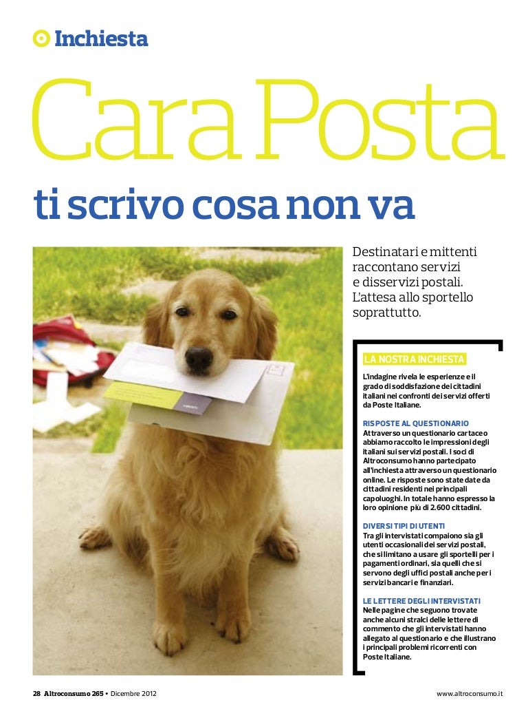 Poste italiane lettera di reclamo