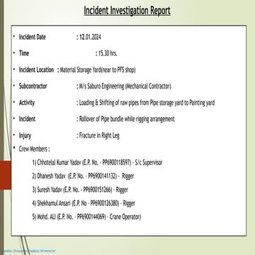 Incident Investigation Report: Pipe Bundle Rollover and Safety Failures ...