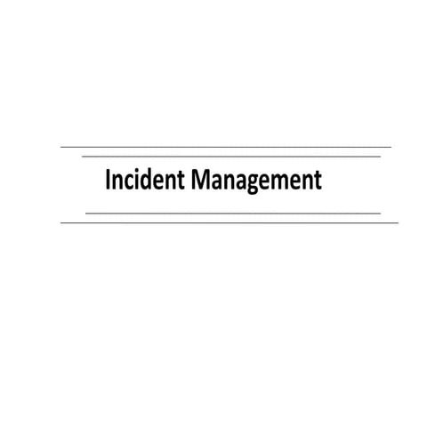ITIL- Service operations- Incident management 
