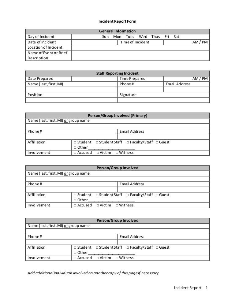 incident report form report an incident