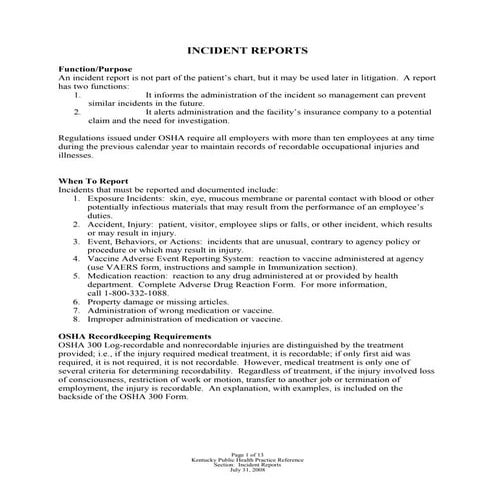 Incident reports