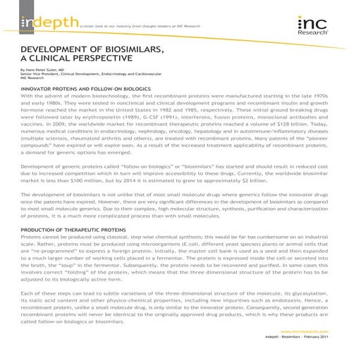 Inc in depth biosimilars   clinical perspective