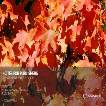 InCites for publishers Frankfurt Book Fair 2015