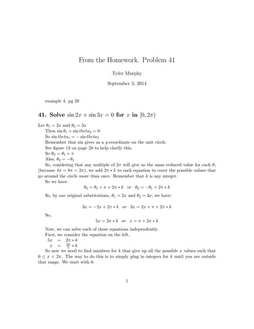 solving a trig problem and sketching a graph example problems
