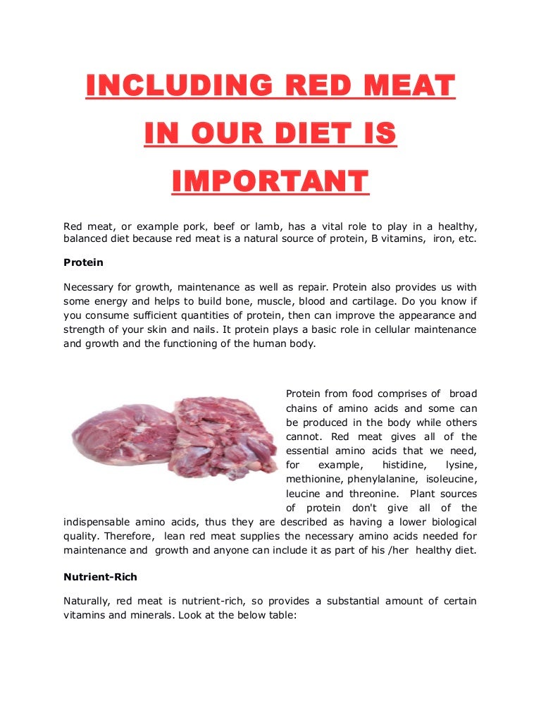 Including red meat in our diet is important