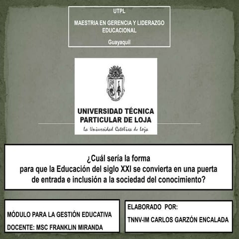 Inclusion de la educacion del siglo xxi carlos garzon