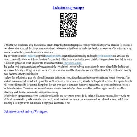 Inclusion Essay Example