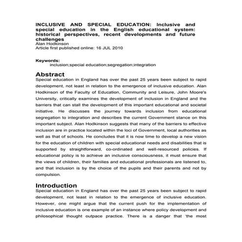 Inclusive and special education