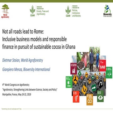 Not all roads lead to Rome: Inclusive business models and responsible finance...