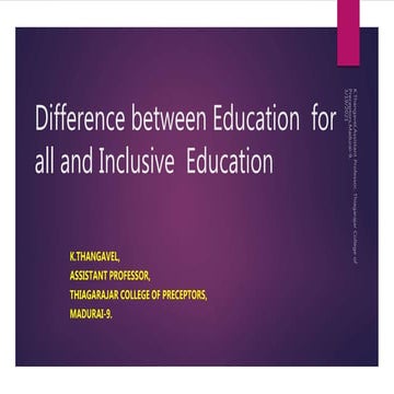 DIFFERENCE BETWEEN EDUCATION FOR ALL AND INCLUSIVE EDUCATION | PPTX