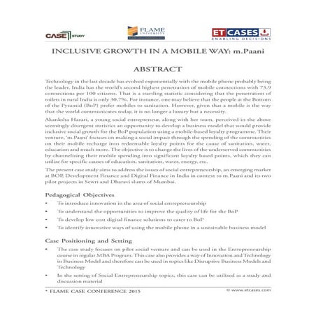 Inclusive Growth in a Mobile Way: m.Paani