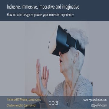 Inclusive, immersive, imaginative and imperative 