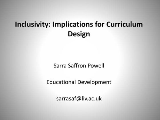 Inclusivity curriculum design