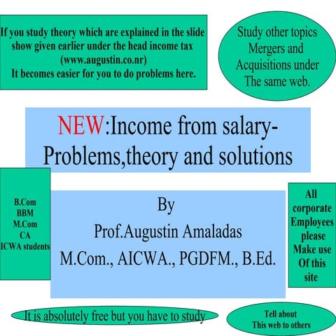 Income From Salary Problems,Theory And Solutions New 2008 09 Assessment Year