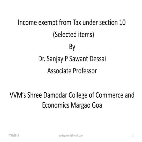 Incomes exempt from tax under section 10