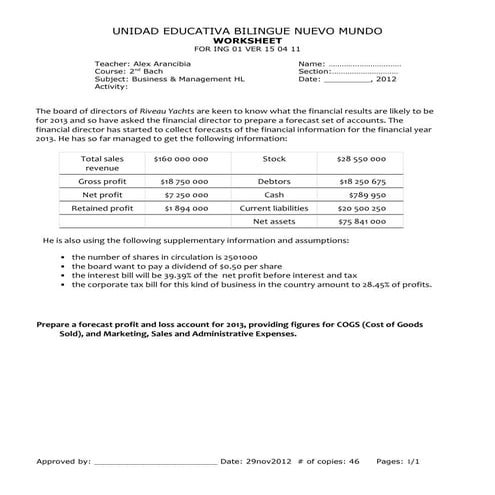 LIFO - FIFO Worksheet | DOC