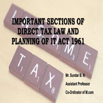 Important Sections of Direct tax law and Planning | PPTX